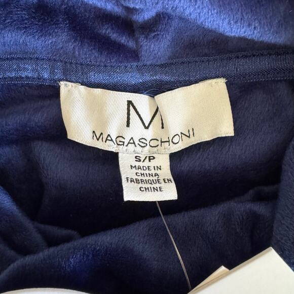 Magaschoni Velour Cowl Neck Sapphire Blue Sweater Sporty Granny Cozy NWT Size SM - Picture 4 of 11